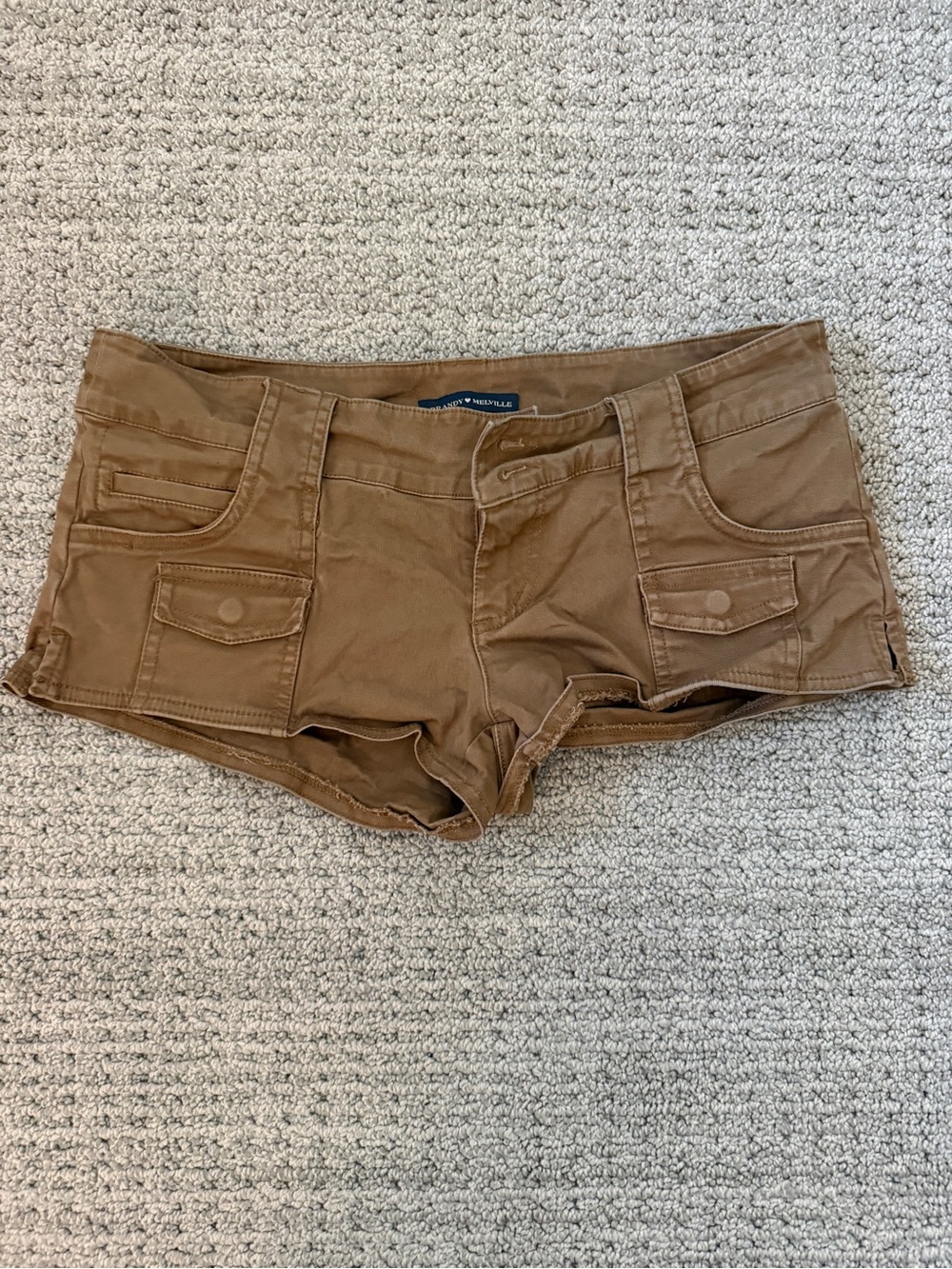 Brandy Melville Brown Low-Rise Cargo Denim Shorts